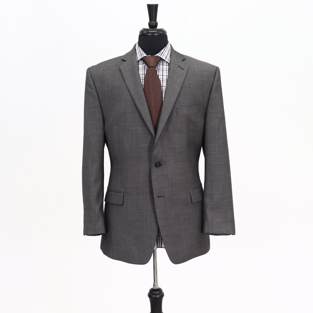 Calvin Klein 42L Gray Solid 2-Button Sport Coat Blazer Jacket P534